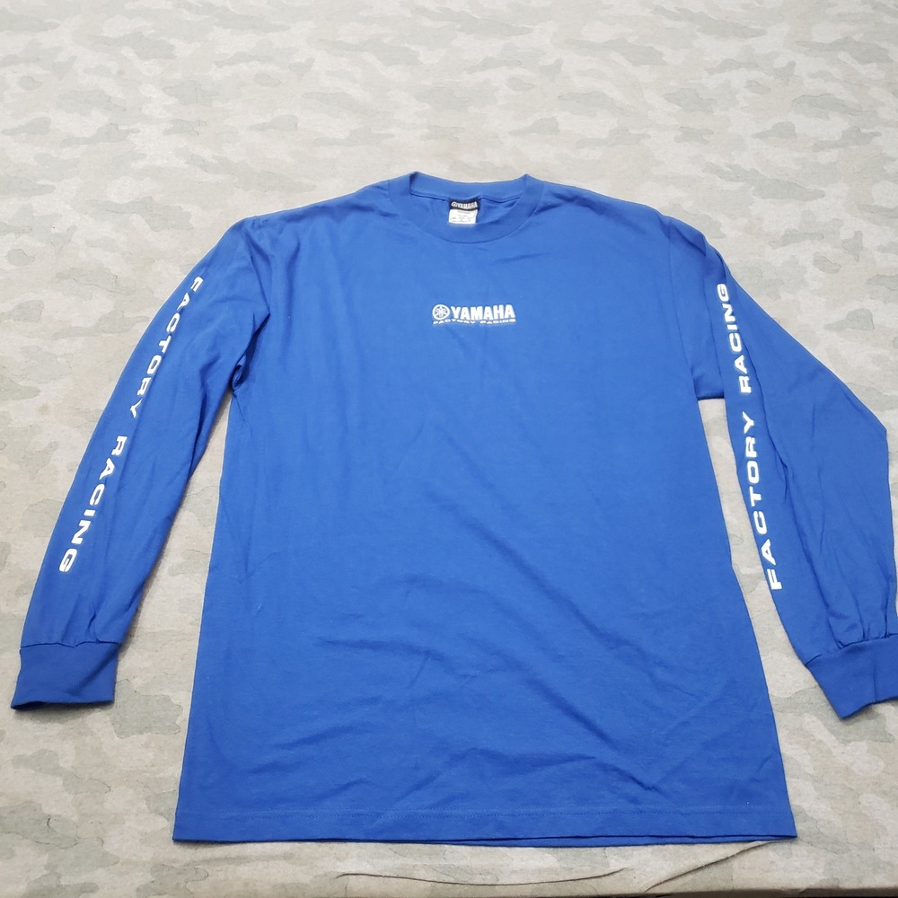 Vintage Yamaha Racing Shirt Mens Large Blue Y2k Motocross Pullover Long Sleeve